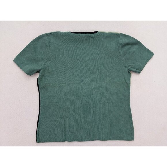 Designers Originals Women's Sweater Size L Green Colorblock Short Sleeve - Picture 11 of 11